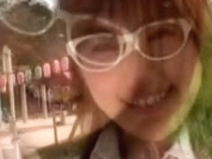 Skinny Japanese teen with glasses fucked