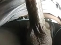 ThickBlackOilyCock hands free cumshot