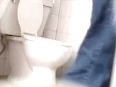 Chubby asian pissing in her bathroom voyeur candid video