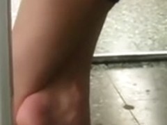 Candid Cute College Teen Shoeplay Feet in Library
