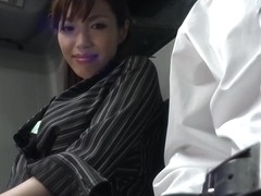 Japanese lady is sucking a rock hard meat stick in the train and getting fucked hard