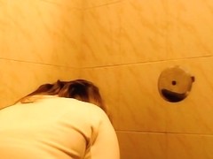 Girl pissing in toilet gets cellulites booty voyeured