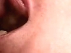 Extraordinary closeup of cum in mouth wife
