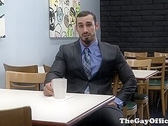 Gaysex suits jizz after giving horny advice