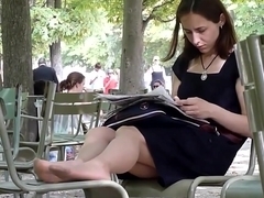 Candid Nylon Shoeplay in the Park
