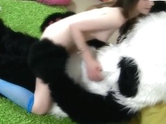 Skinny bitch Nicki is having wild fun with nasty pandas