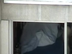 Opened window allows us voyeur babes ass in thong