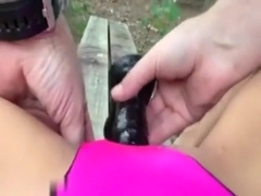 Boyfriend toying his gf's vagina in the forest