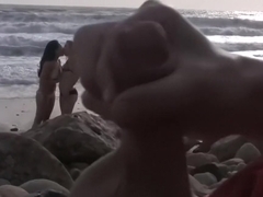 Natalia Rogue and Vicky Chase - Blowjob on the Beach