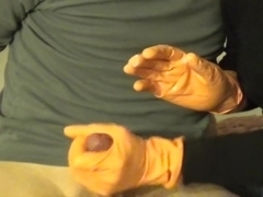 orange rubber glove