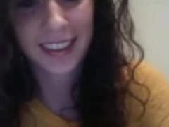 Shy teen gal on webcam