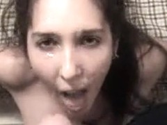 Latin Chick wife gives a valuable bj and acquires squirted on face