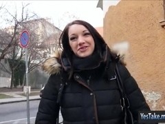 Hungarian cutie Felicia gets convinced to fucked for cash
