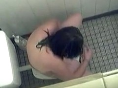 Girl toilet pee action with sliding the tampon in nub