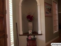 Horny lover fucking stops after step mom enters the room but she join