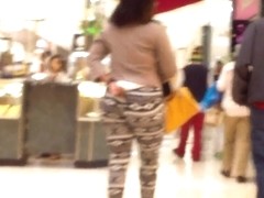 Phat Ass In Printed Tights And High Heels...