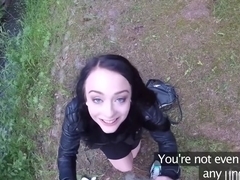 British whore gets banged in the bushes for some cash