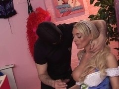 British golden-haired bitch receives screwed by a masked lad