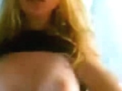 Blonde chick flashing her boobs and pussy on webcam