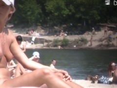 Amateur nudist blonde on hidden beach cam