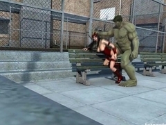 Hulk smashes into Electra's tight cunt