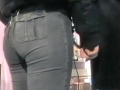 Nice supple ass walking around the shop in tight jeans