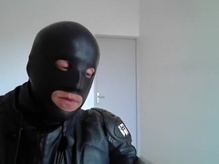 biker total leather mask rubber smoke cigare