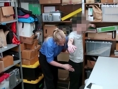 Horny milf cop catches dude shoplifting subduing him into banging her