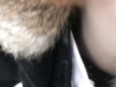 She never notices the down blouse cam peeking at her tits