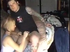 Blonde cheating wife sucks guys cock and does doggy