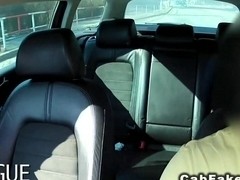 Shaved cunt amateur banged pov in a fake taxi