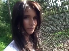 Nessa Devil in amateur wife giving a blowjob in the outdoors