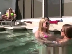 Dykes make out in the pool
