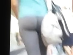 Amazing public leggins ass