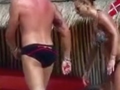 SPY Incredible Couple Brunette nude topless beach part4