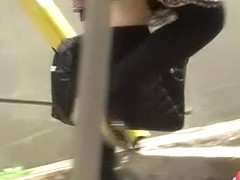 Sweet Japanese tramp gets her skirt ripped in public by some lad